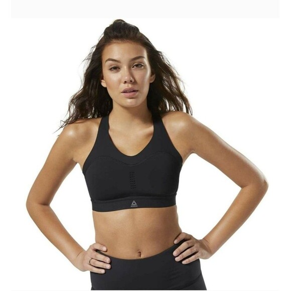New REEBOK Pure Move Black Sports Bra Motion Sense Sz Lg $60 - Picture 6 of 11